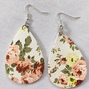 2 For $13 Floral leather teardrop earrings